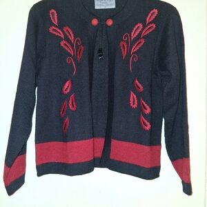 Women's Black and Red Sweater - Crew Neck